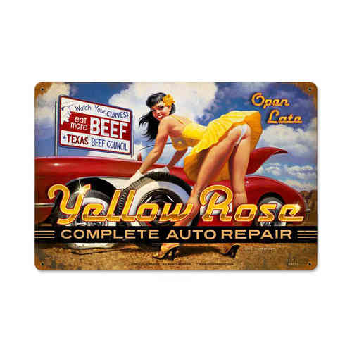 Yellow Rosie Repair Blechschild - Metal Sign