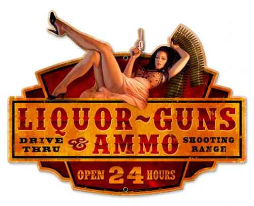 Liquor Guns Ammo Blechschild - Metal Sign