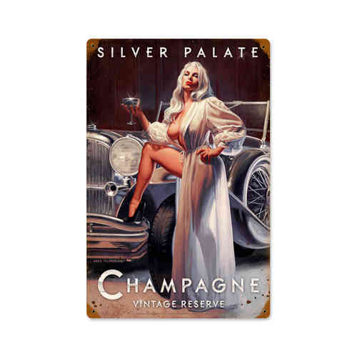 Silver Palate Champagne Blechschild - Metal Sign