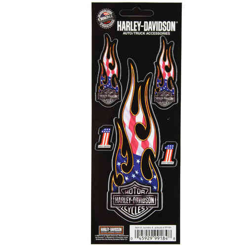 Harley Davidson Patriotic Flames Aufkleber/Decal