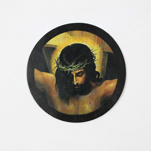 "Jesus Crown of Thorns" Leather Patch - Echt Leder Aufnäher