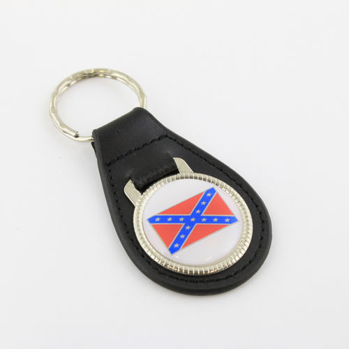 "Rebel Flag" Leather Keychain - Echt Leder Schlüsselanhänger