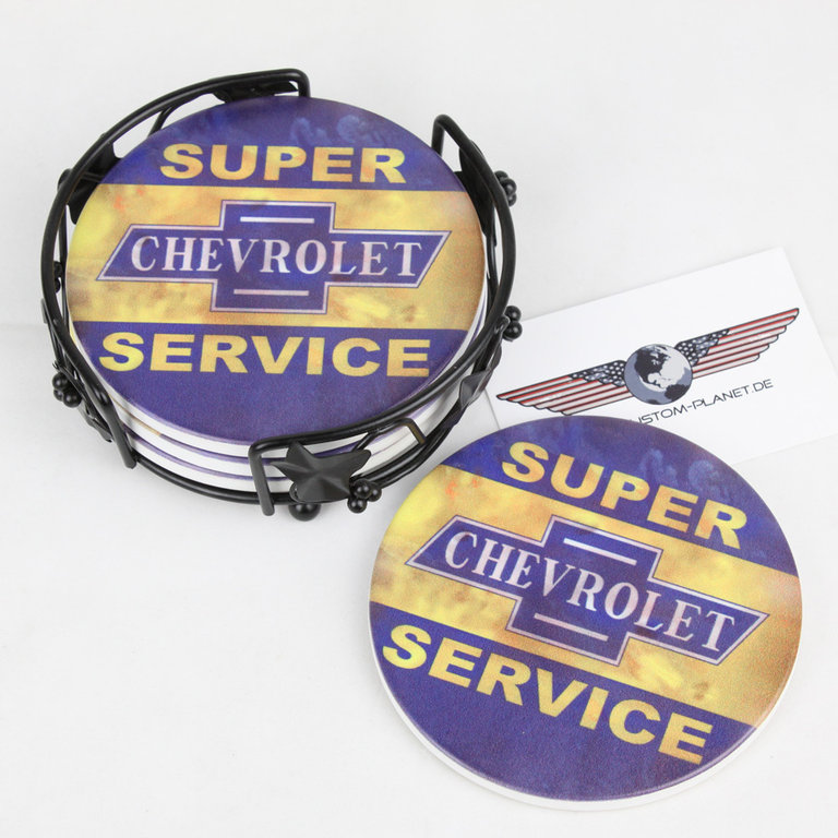"Chevrolet Service" Ceramic Drink Coaster Set - Untersetzer