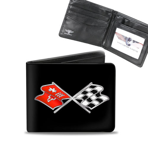 "Corvette C3 Crossed Flags" Bi-Fold Wallet - Geldbörse