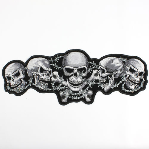 "Skulls Crossbones & Barbed Wire" - Rückenaufnäher/Backpatch