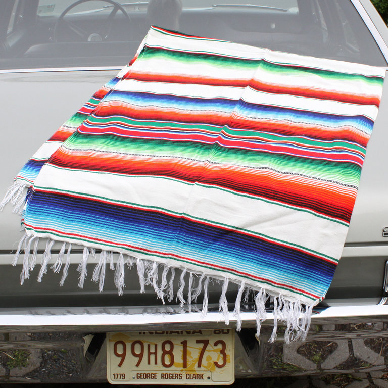 "WHITE" Serape Blanket - Mexikanische Decke