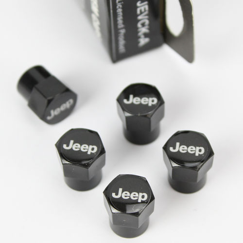 Jeep "Script Black" Valve Caps - Ventilkappen 5 Stück
