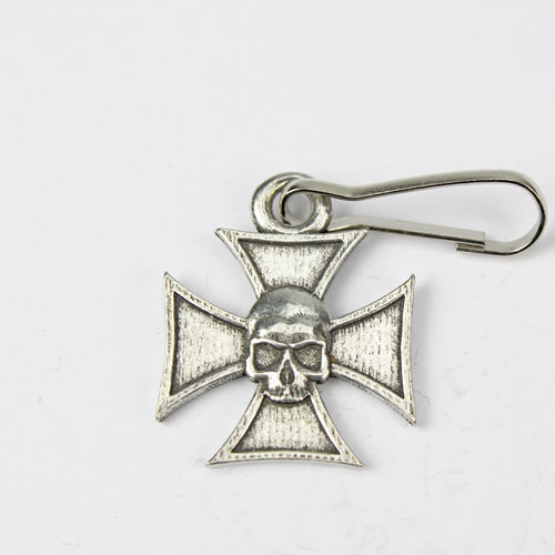 "Maltese Cross Skull" Bravo Bells™ Zipper Pull - Anhänger