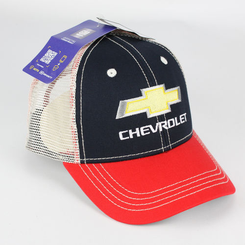 "Chevrolet" Baseball Cap - Blue/ Red/ Tan