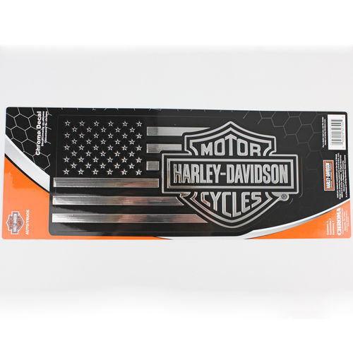 "Harley Davidson B&S W/ American Flag Chrom" - Aufkleber/Decal